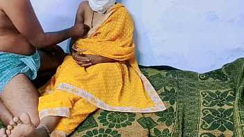 Sensual Desi Wife Flaunts Her Alluring Yellow Saree