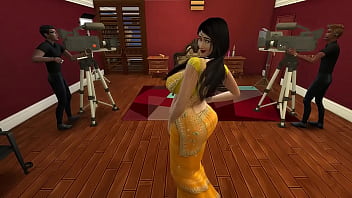Seductive Desi Aunty Manju Flaunts Her Curves In A Hot Yellow Saree