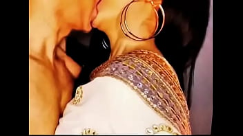Passionate Indian Wife In Sheer White Saree And Sleeveless Blouse, Heavy Earrings Swaying As She Hungrily Kisses Her Husband