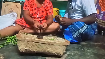 Tamil Aunty Chops Vegetables While Uncle Fondles Her Tits